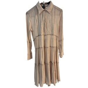Sundance M Enchanted Days Flax Color Tiered Dress Fairy Grunge Festival